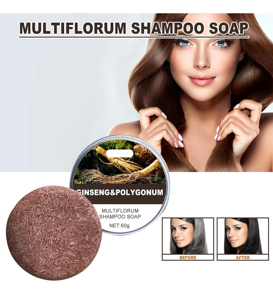 Ouhoe Ginseng & Polygonum Multiflorum Shampoo Soap ( BUY 1 Get 1 Free )