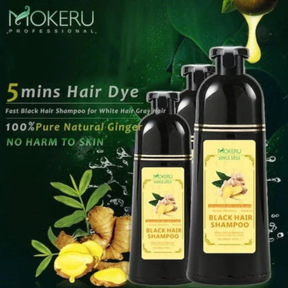 🌿🖤 Mokeru™ Ginger Essence Black Hair Dye Shampoo